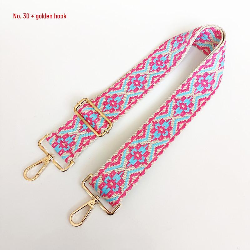 Etniczny Wzór Nylonowy Pasek do Plecaka z Regulowaną Długością i Metalowymi Akcesoriami - Odporny na Zużycie i Poszerzony dla Komfortu