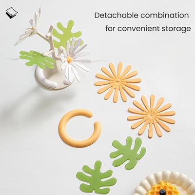 1 Set Flower Coaster Heat-Resistant Floral Theme Trivet Anti-scald Kitchen Countertop Pot Pan Coffee Tea Cup Holder Dining Table Decoration