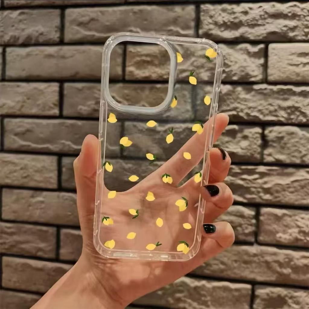 Ins Full Screen Small Yellow Flower iPhone15/16Promax Mobile Phone Case Is Suitable for Apple 14 Large Hole 13 Transparent 12