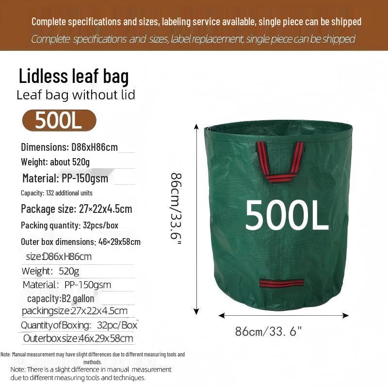 Reusable Large-Capacity Leaf Collection Bag with Slanted Opening