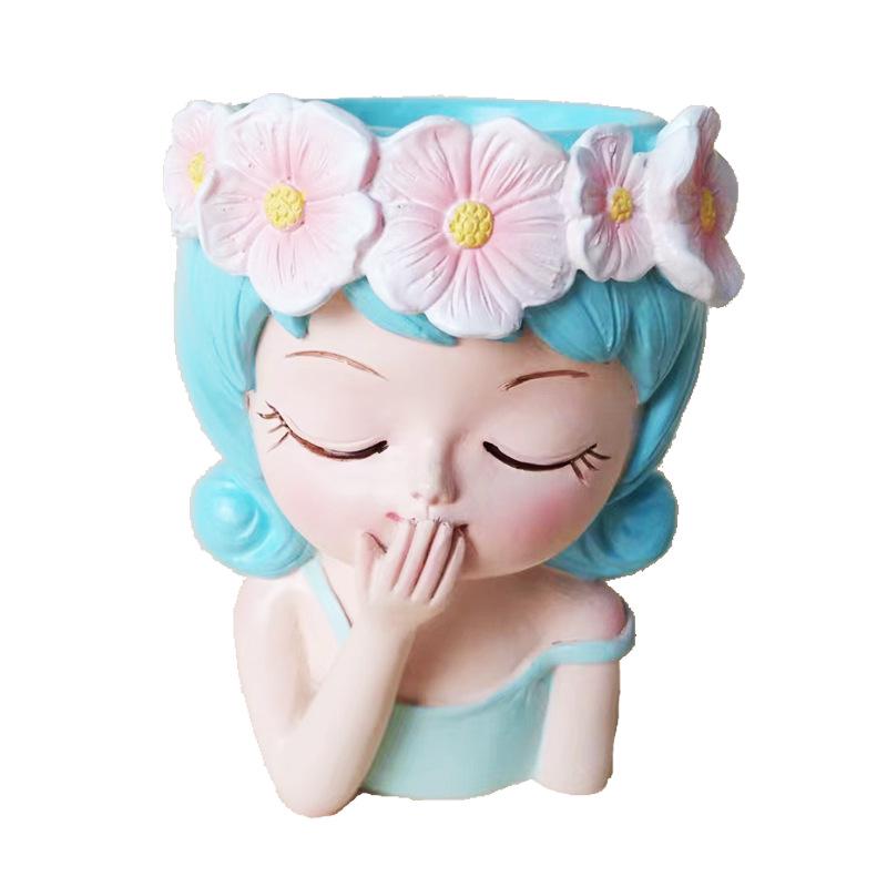 Nordic Style Resin Fairy Flower Pot - Cute Cartoon Succulent Desktop Ornament.