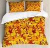 Leaves Duvet Cover Set Fall Season Canadian Maple Leaf Natural Plant Gold King Queen Size for Kid Boy Girl Polyester Bedding Set