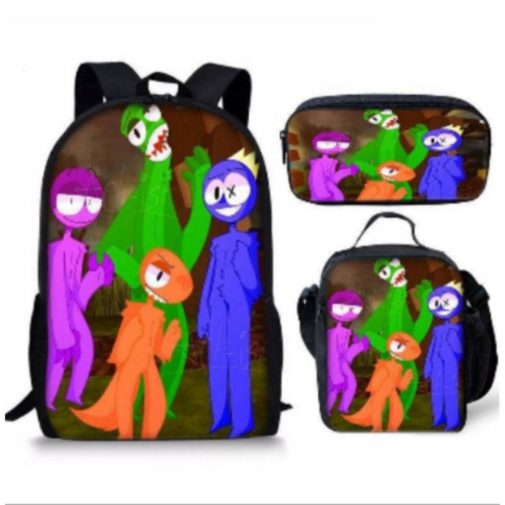 Rainbow Friends Student School Bag Boys Pen Lunch Bag Tuition Bag