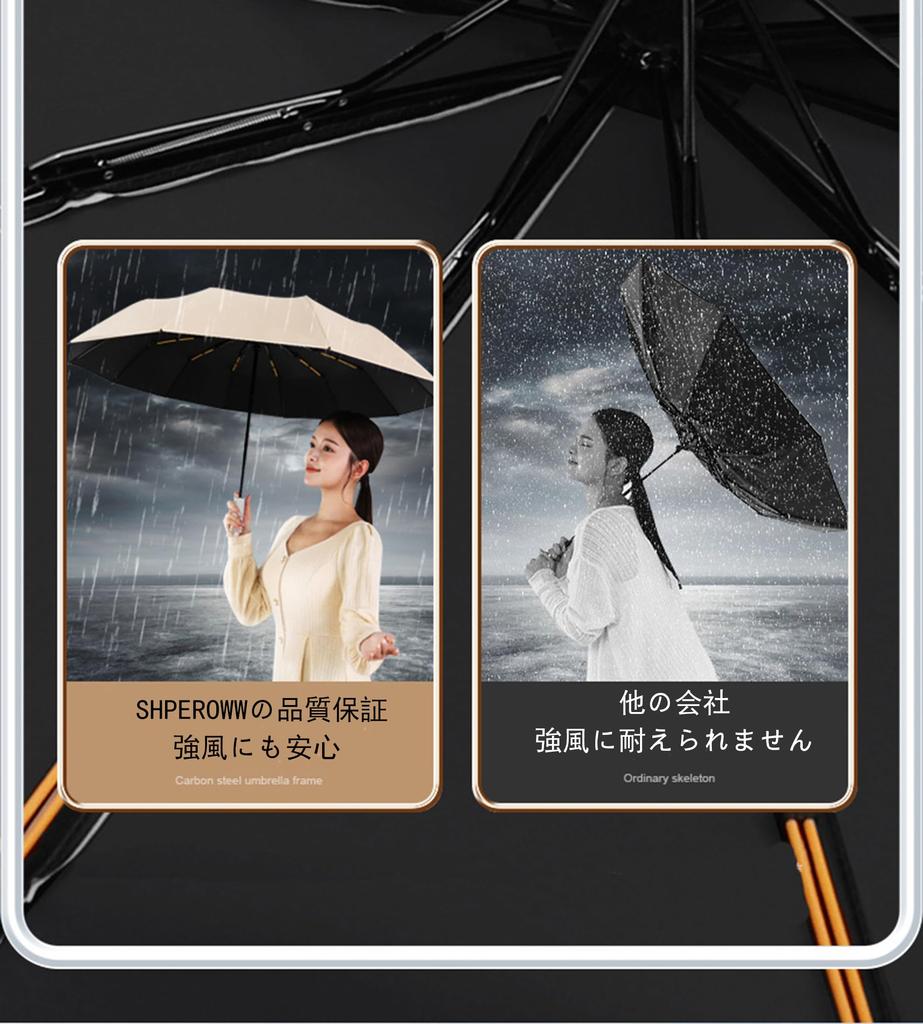 SHPEROWW Folding Automatic Opening and Suitable for Sunny and Rainy UV Perfect for Rainy Season and UV and Green B [New Arrival] 12-Rib Umbrella,