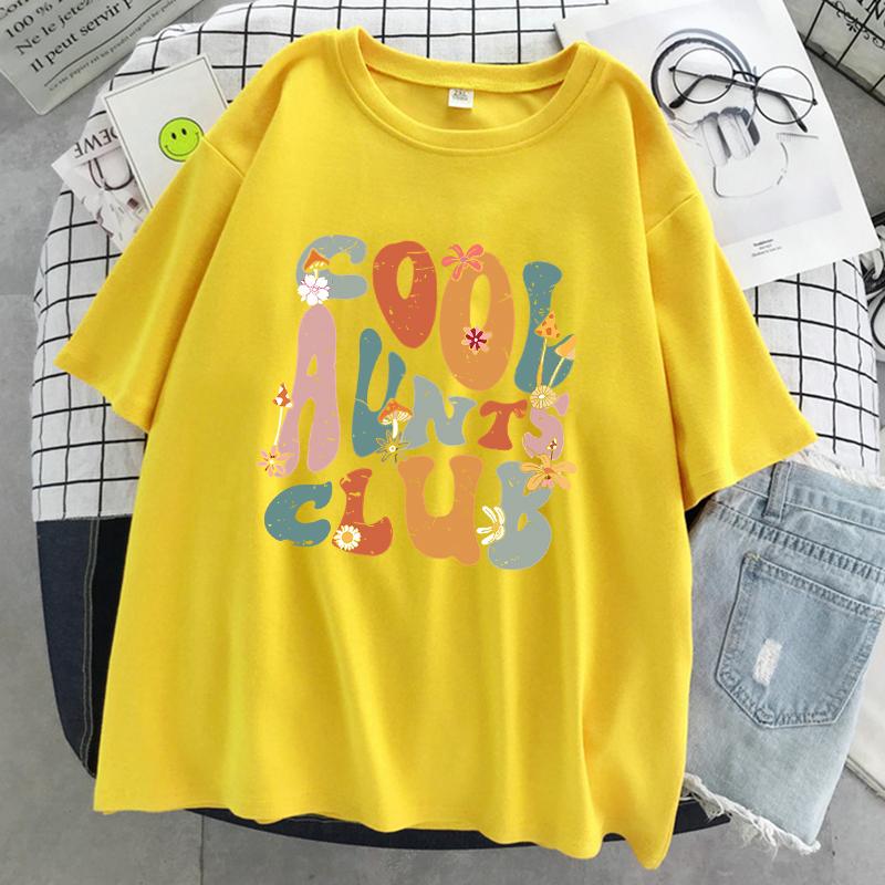 Cool Aunts Club Letter Graphic Printed Womens Tshirt Cool Soft Short Sleeve Summer Breathable Tee Clothes Street Hip Hop Tshirts