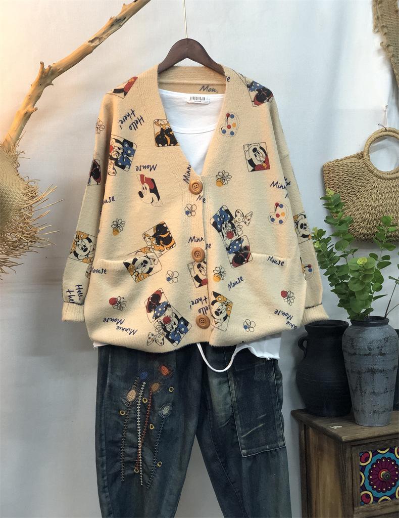 Early Autumn New Products Women's Coat Knitted Sweater Mink Knitted Cardigan V-neck Women's Loose Top Sweater Cardigan Fashion