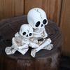 Halloween Skeleton Fishing Statue Parent-Child Fishing Skull Figurine  for Landscape Yard Lawn Pond Pool Decor