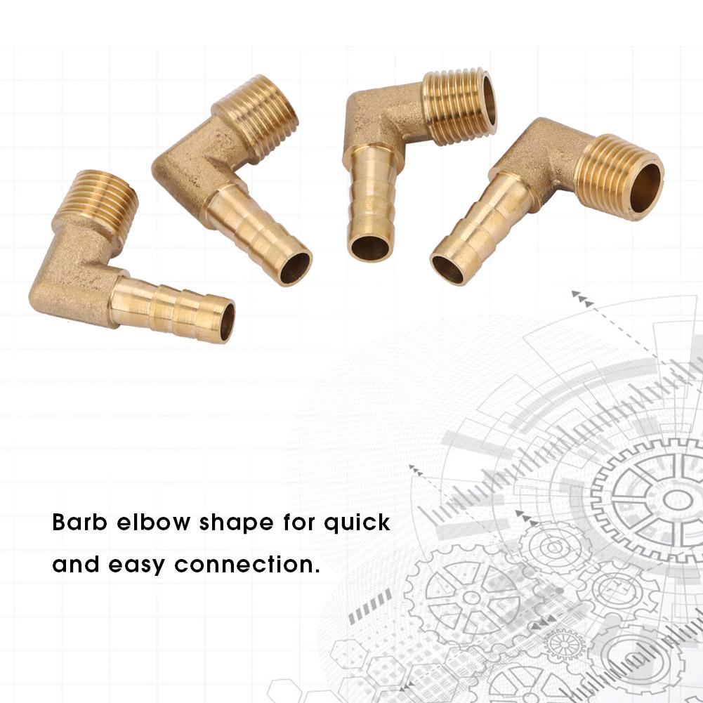 4Pcs Brass Male Thread Elbow Hose Tail Barb Connector Fitting G14" 8mm