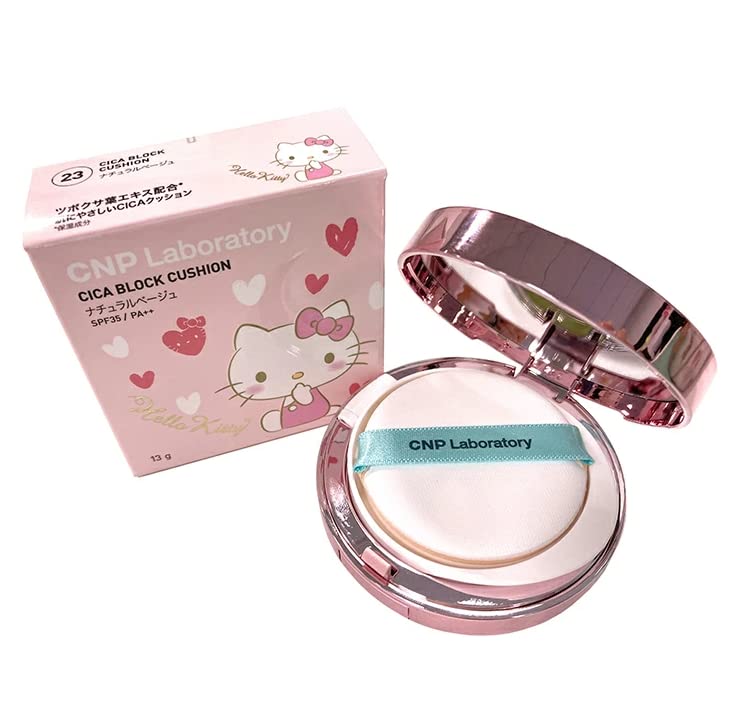 CNP Official Limited Hello Kitty Sanrio Collaboration Cica Block Cushion Foundation 13g SPF35 Natural PA++(#23 Beige)