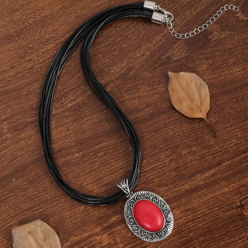 BLINGBAY Damen Anhänger Halskette Böhmisch Retro Ethnisch Türkis Halskette Geometrische Anhänger Halskette Mädchen Geburtstagsgeschenk