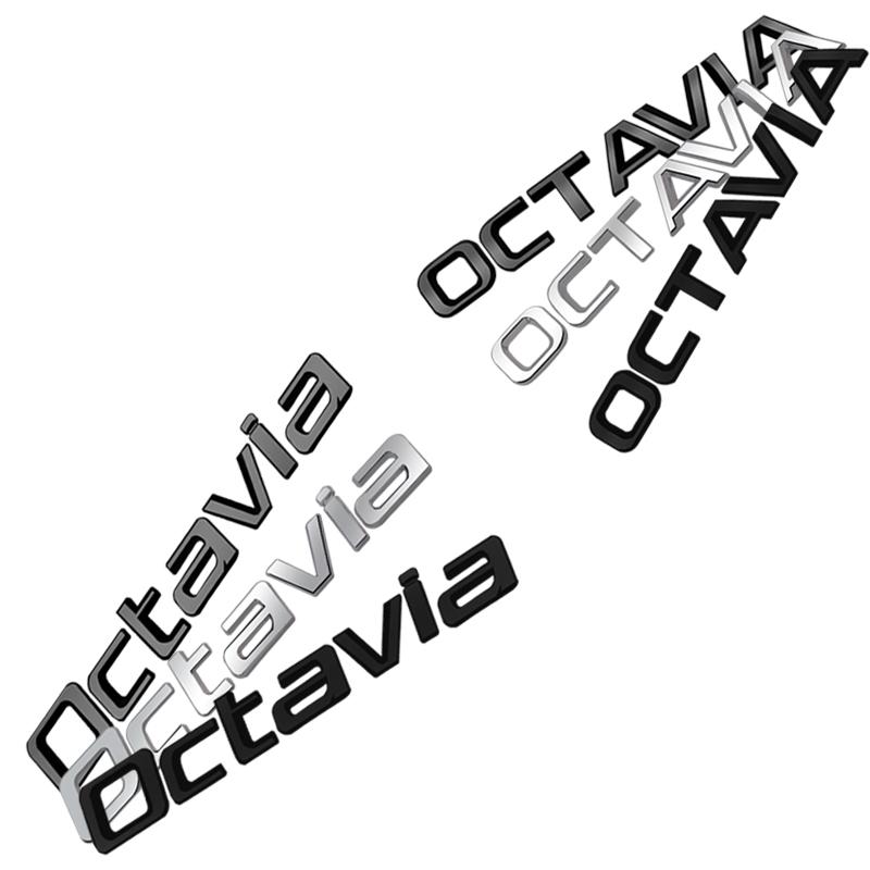 Ybszn4 Auto Emblem Metall Plakette Logo Karosserie Aufkleber für Skoda Octavia Glänzend Schwarz Matt Schwarz Auto Zubehör