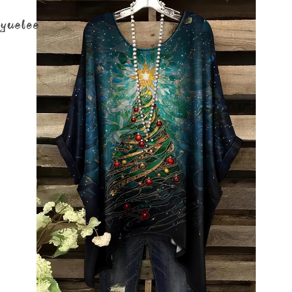 Christmas Snowman 3D Print Sweatshirts Women Fashion Casual Streetwear Round-Neck Asymmetric Hemp Pullovers Tops Woman Clothing