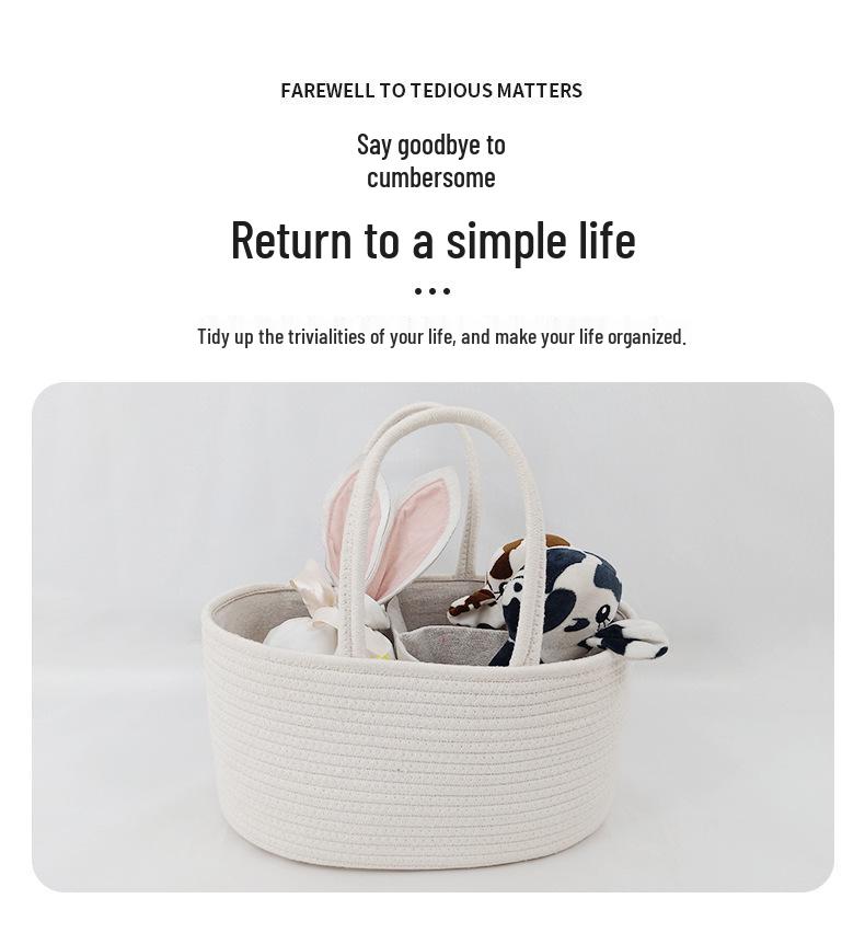 Large Capacity Baby Supplies Storage Basket with Handle