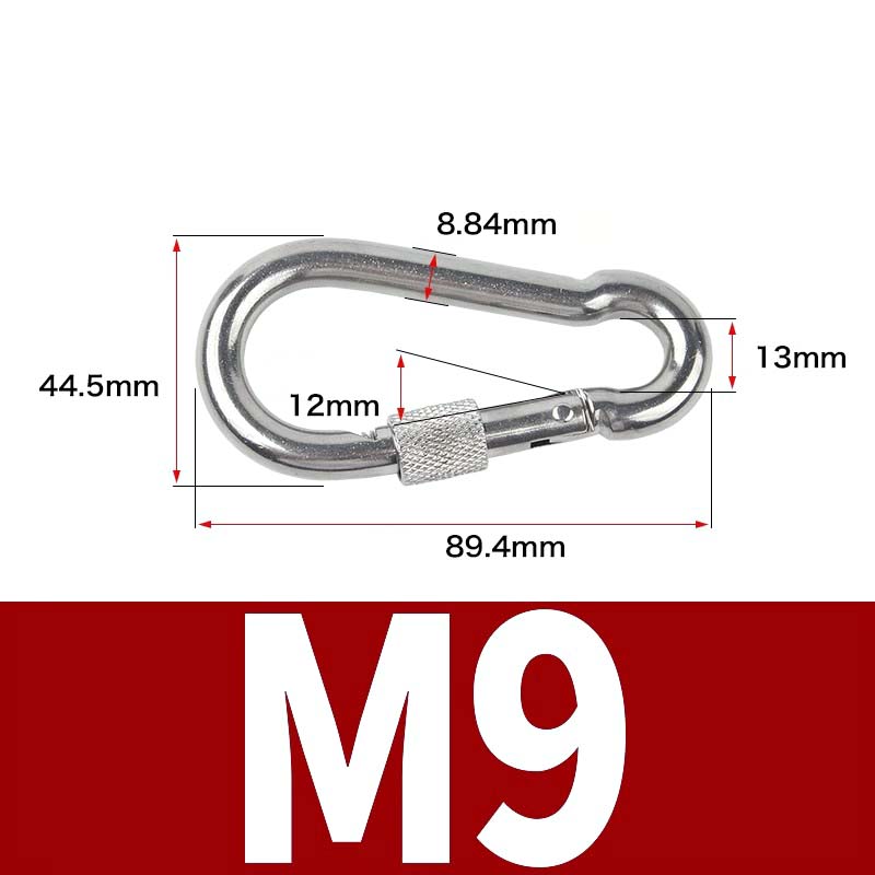 1-2pcs 304 Stainless Steel Spring Snap Multifunctional Carabiner Quick Link Lock Hook With Screw Nut M4 M5 M6 M7 M8 M9 M10