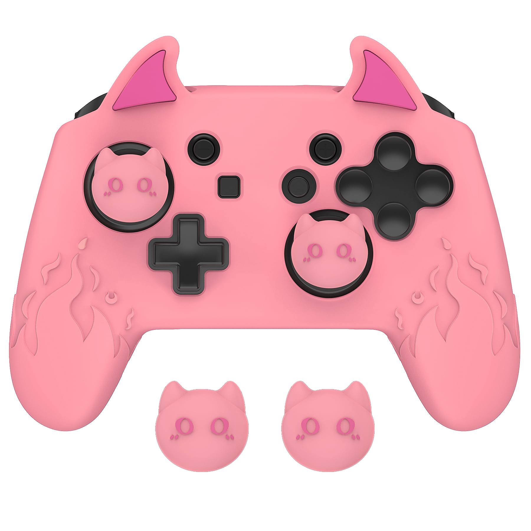 

Силиконовый чехол PlayVital Cute Demon для контроллера Nintendo Switch Pro, колпачок джойстика и наклейка-уплотнитель в комплекте [розовый] розовый
