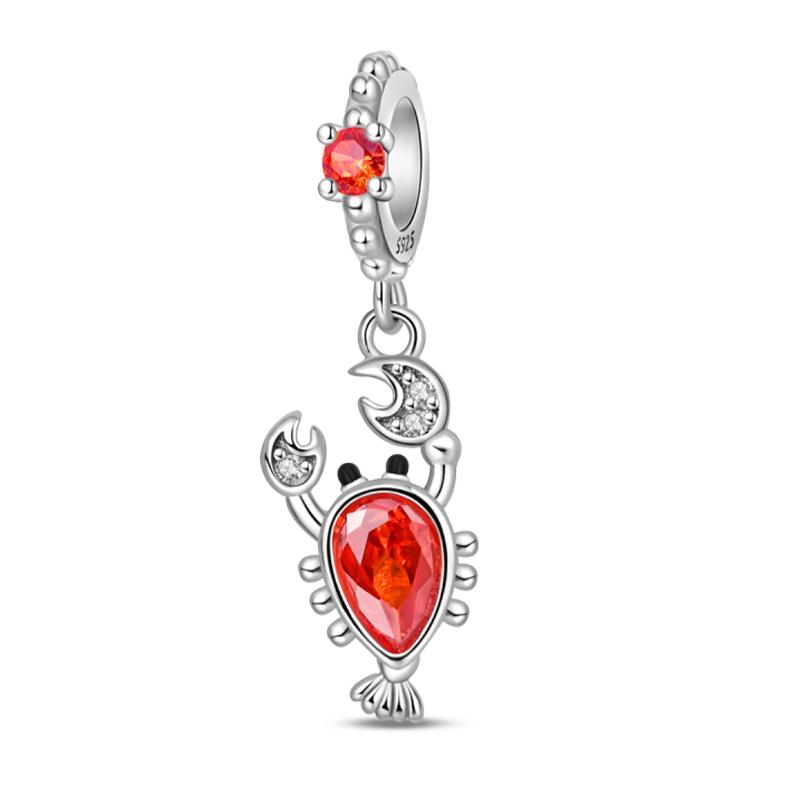 Original Copper Charms Beads Blue Crab Red Lobster Charms Pendant For Women Fine Diy Bracelet Jewelry Gifts