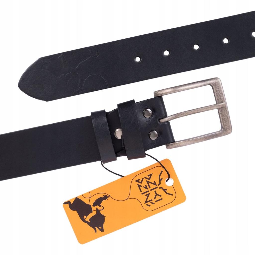 Wild DźINS men's leather belt black genuine grain leather Size 125 cm