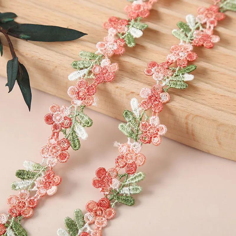 2CM Width Flower Lace Fabric Floral Embroidery Ribbon DIY Sewing Garment Applique Decor Accessories 2cm Lace Trim Crafts
