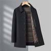 Men's Double-Faced Cashmere Overcoat with Detachable Down Lining - Business Casual Mid-Length for Middle-Aged Dads