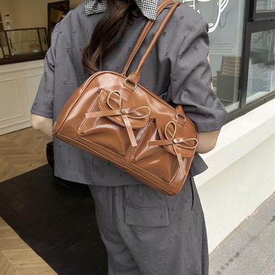 Bolso Tote de Piel Sintética para Mujer Bolso de Hombro con Lindo Lazo Impermeable Bolso de Mano Casual para Ir al Trabajo Callejero Recados Diarios