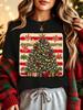 Vintage Christmas Tree Gift Snowflake Womens Crew Neck Short Sleeve T Shirt Retro Holiday Gingerbread Graphic Tees For Ladies