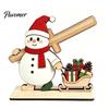 Reusable Wooden Christmas Figures Tabletop Ornament, Cute Spliced Elk/Santa Claus/Snowman Desktop Handmade Style Holiday Table Ornaments Decorations