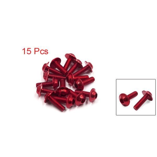 Vis moto - sourcing map - M6x20mm - Lot de 15 - Couleur Rouge - Hexagonale