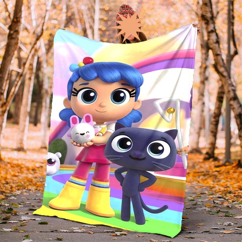 True Rainbow Kingdom Flannel Blanket Soft Warm All-Season Throw, Design for Camping, Car Travel, Hiking Sofa, Bed, Office Perfect Gift for Parties