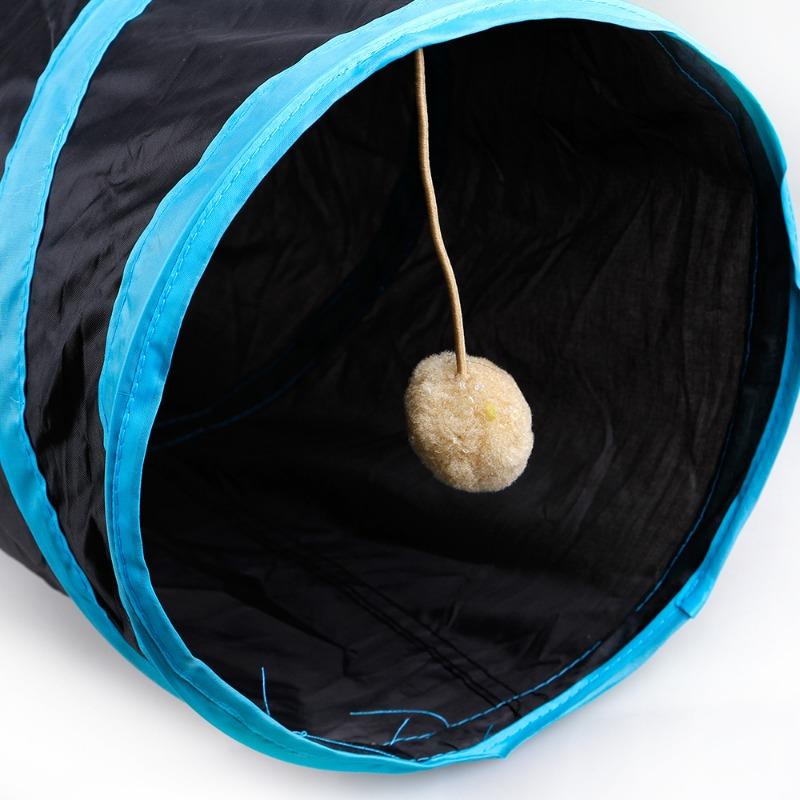Blue Black Cat Tunnel Toy Foldable Play Tube Fun Pop-Up Hideaway Interactive Chase Game Durable Pet Playhouse for Indoor Kittens