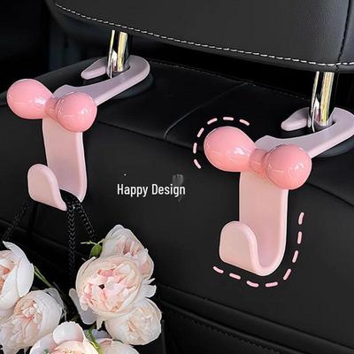Gancio per Seggiolino Auto Rosa Dopamina con Fiocco - Accessorio Organizer Interno da Donna e Regalo per Auto Nuova