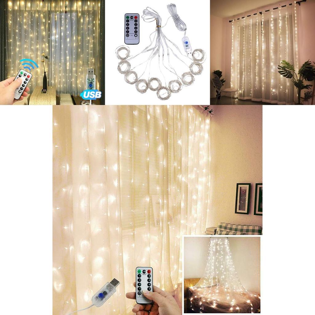 Magical 300 Led Curtain Fairy Hanging String Lights With 8 Glorious Lighting Modes