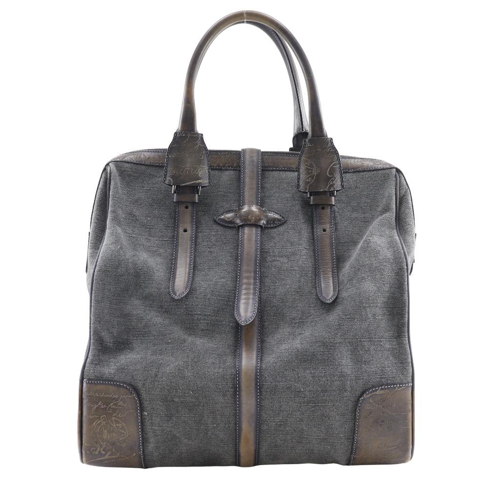 

Berluti Terra Collection Tote Bag calligraphy Gray/Brown canvas/leather mens Used