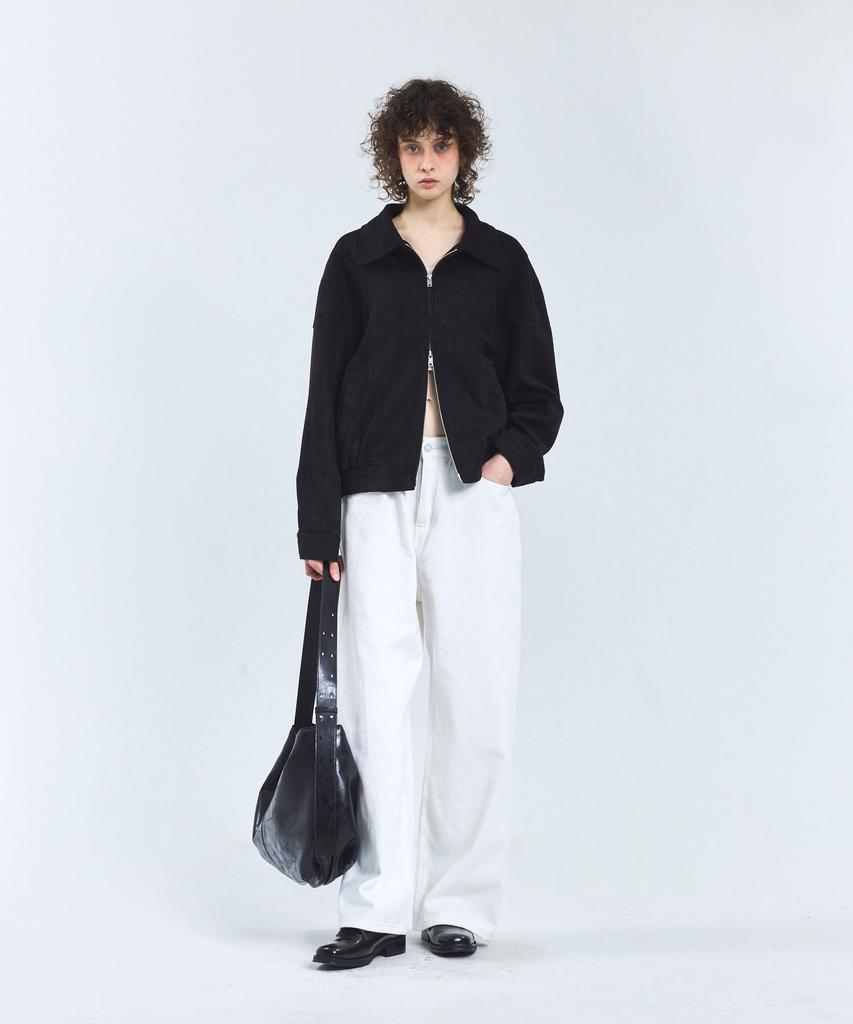 Standarderror 87-Stan061 Layer Line Suede Blouson Jacket Black