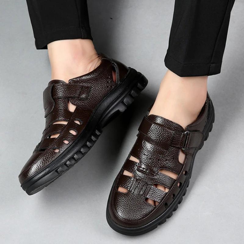 Fashion Luxury Men's Sandals Summer New Hollow Out Leather Shoes for Men Breathable Casual Shoes Fashion High Quality Men Sandalias 2025