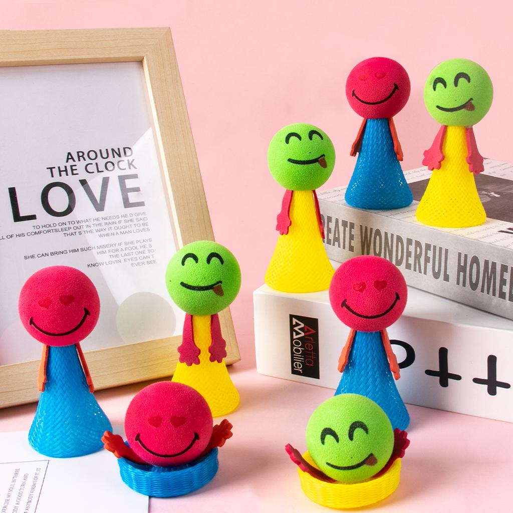 12pcs Cute Creative Jumping Doll finger Stress Release Toys for Kids Birthday Party Favors Treat Boys Girls Reward Guest Gifts