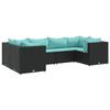 VidaXL Salon de jardin 6 pcs avec coussins Noir Résine tressée, ensemble de canapés d'extérieur, canapé d'angle de jardin, 3308252