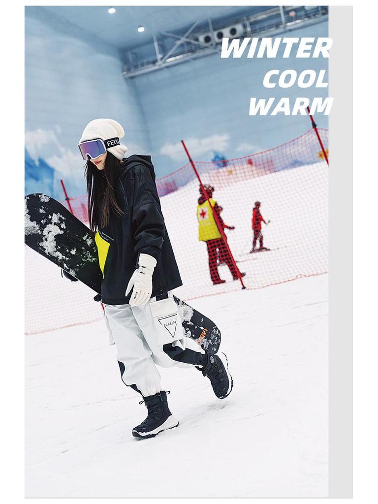 Unisex Snow Boots with Fleece Lining, Women's Cold-Resistant Travel Shoes, Non-Slip Waterproof Men's Footwear