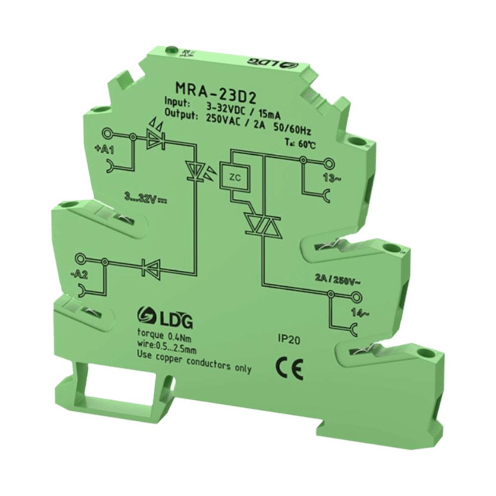MRA-23D2 Relay 3-32VDC Input 6.2mm Ultra Thin DIN Rail Relay 250VAC 2A Output Solid State Relay Module DIN Rail Mount