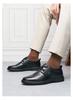 First layer cowhide men's business casual leather shoes 2026 new men's genuine leather one foot pedal all black soft sole official shoes