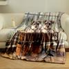 Two Puppies on A Box in A Retro Style Printing Blanket Adult Children Warm Blankets Home Travel Soft and Comfortable Blanket