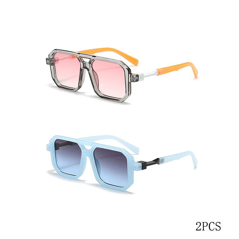 Retro Square Frame Sunglasses Men And Women With The Same European And American Double Beam Sunglasses Trend To Wear Decorative
