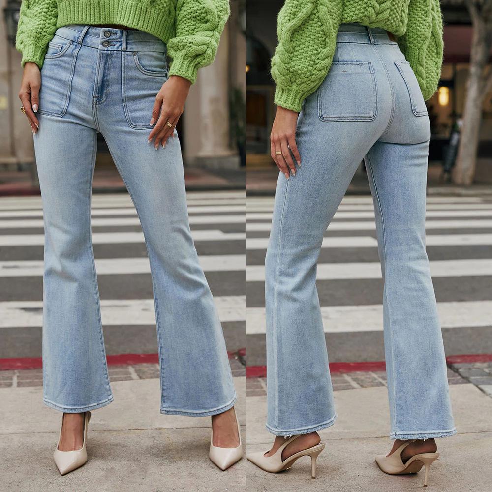 25-Year Women's European & American Style Slimming Elastic Wide-Leg Jeans