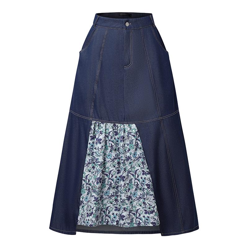 ZANZEA Women Print Patchwork Loose Casual A-line Long Skirts