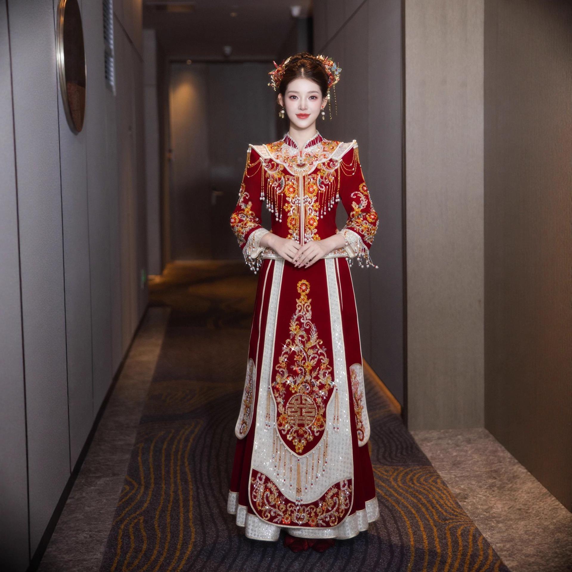 

Роскошное свадебное платье для похудения 2025: Свадебное платье для тоста в новом китайском стиле 4XL