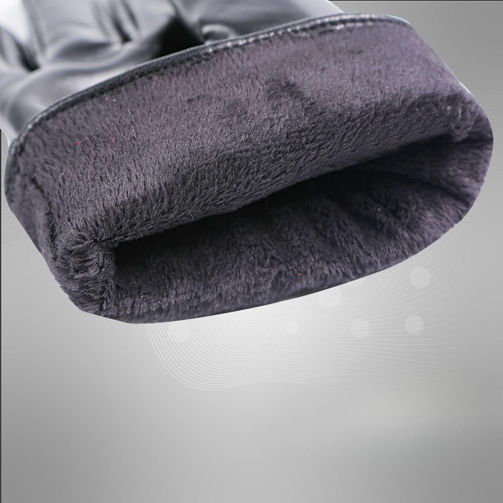 Warm Gloves Plus Velvet Thickened Outdoor Cycling Waterproof Windproof Cycling Men's PU Leather Autumn and Winter Touch Screen Gloves
