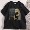 Meh Ghost Tshirt Unisex Unisex Black Cat Tee Funny Halloween Graphic T Shirts Cotton Loose Round Neck Printed Tshirts Clothing