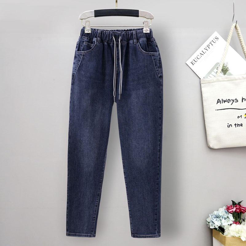 Damen Plus Size Jeans mit Fleece-Futter und hohem Bund mit elastischem Bund - Lässig, Locker und Schlankmachend
