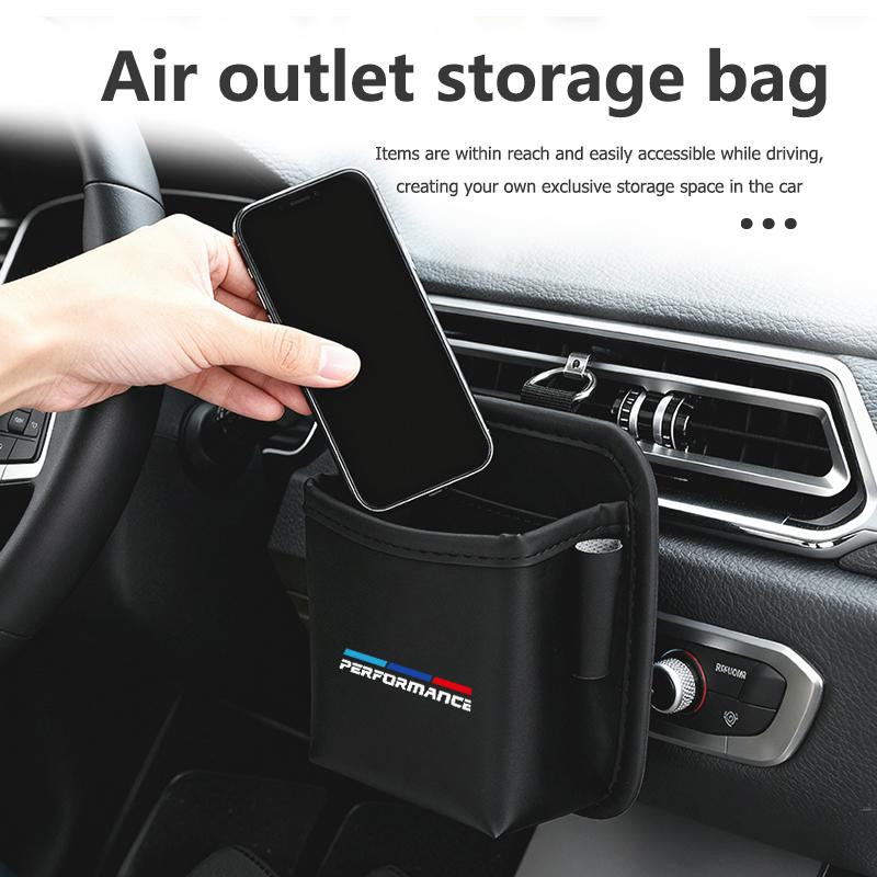 Car Air Vent Outlet Storage Bag Phone Holder Pocket Organizer For BMW M M2 M3 M4 M5 M6 E46 E90 E60 F30 E39 X1 X3 X4 X5