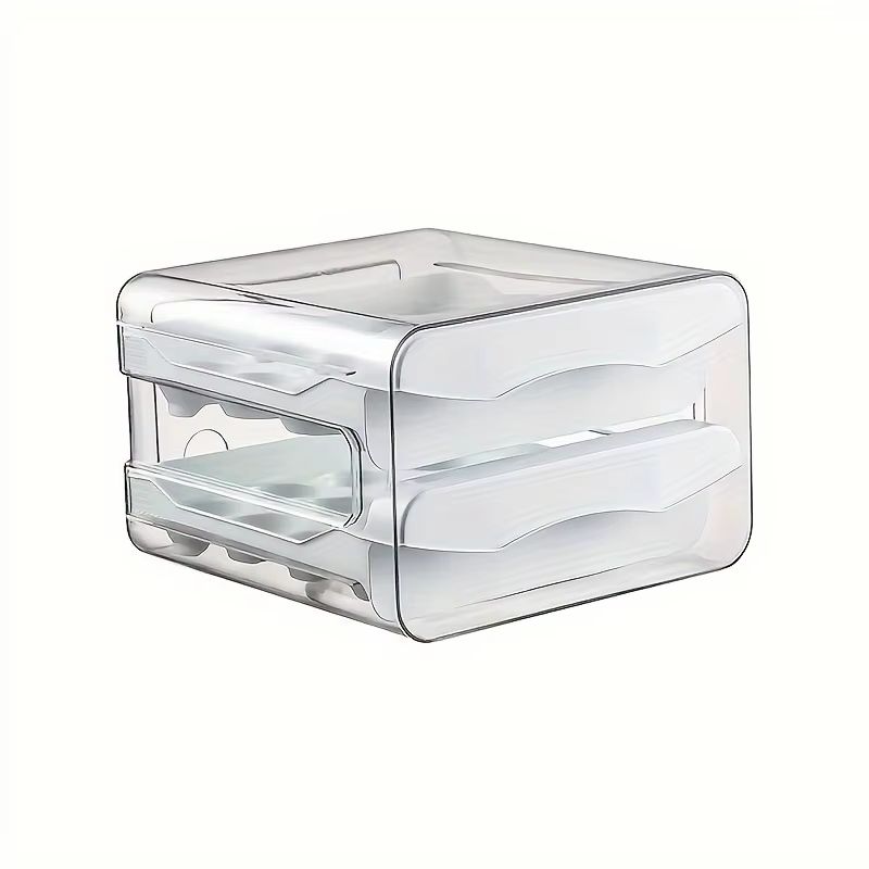 Double Layers Dustproof Egg Storage Box 32 Compartments Kitchen Home Organizer with Stable Structure Space Saving Home Storage A