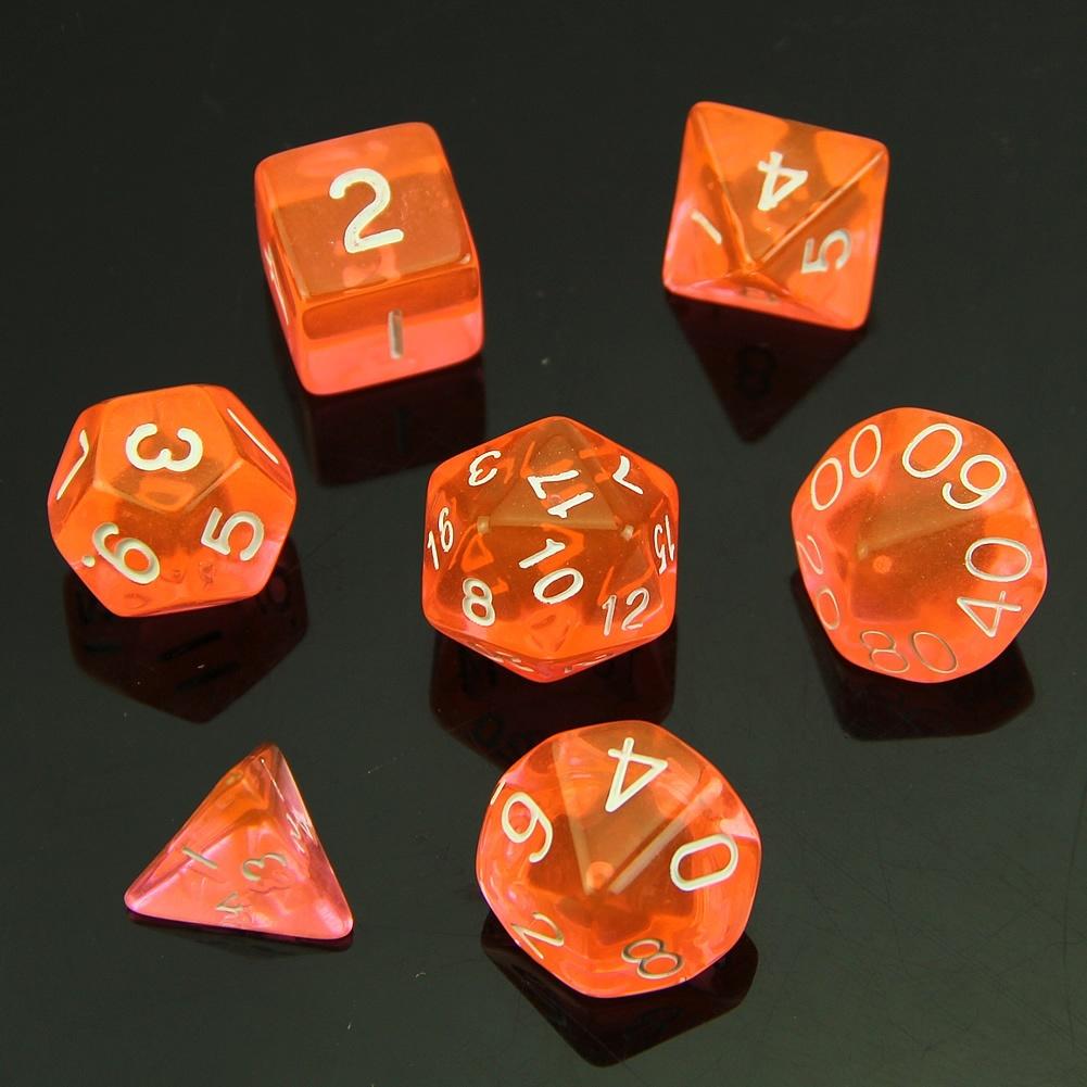 Set De 7 Dés Polyédriques – Acrylique, Avec Sac Velours – Pour Jeux De Rôle Et Jeux De Société